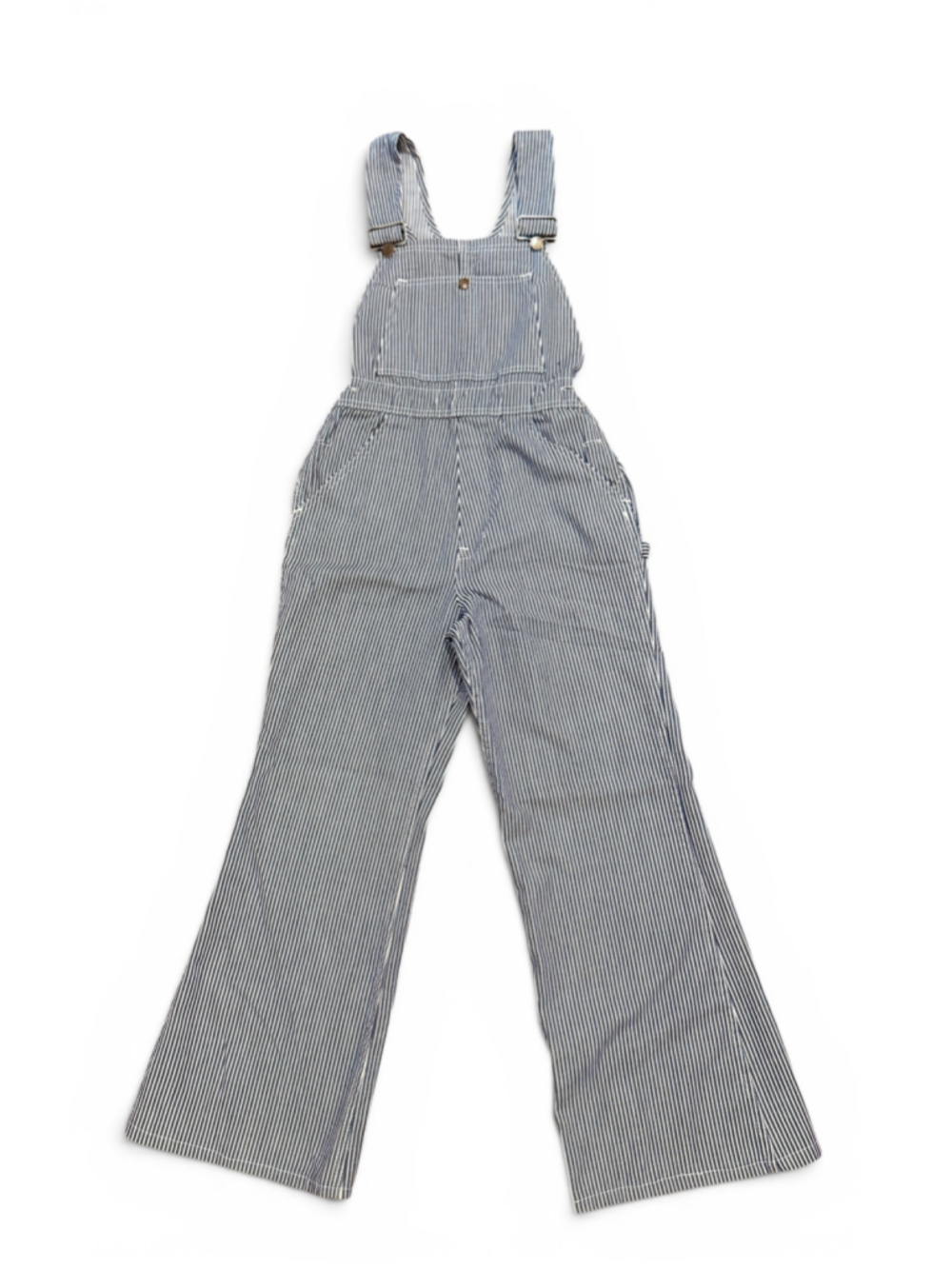 Vtg 70s Sears JR Bazaar Womens Hickory Stripe Overalls Railroad Denim Bibs Sz S - Picture 3 of 11
